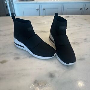 Marc Fisher Black & White Women's High-Top Wedge Sneakers